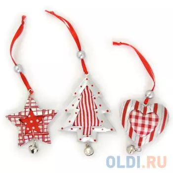 Елочные украшения Winter Wings "Подвески энерджи" 21,5*8,2 см 3 шт красный металл N181031