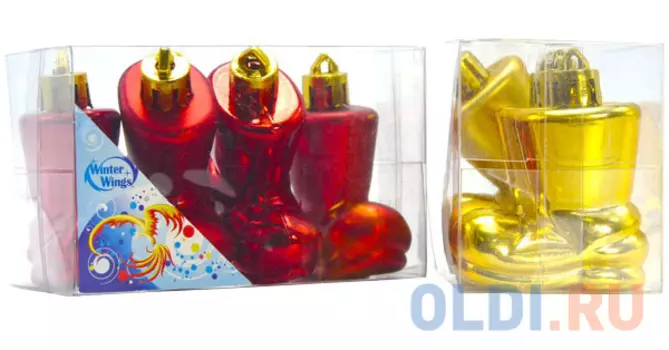 Елочные украшения Winter Wings "Сапожки" 5 см 4 шт в ассортименте
