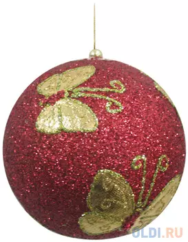 Елочные украшения Winter Wings "Шар бабочка" 10 см 1 шт красный полимер N069835/10/КР