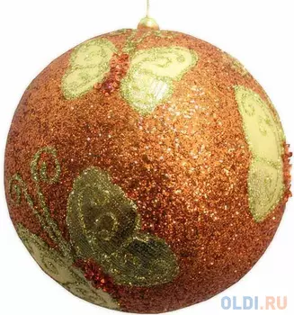 Елочные украшения Winter Wings "Шар бабочка" 13 см 1 шт золотой полимер N069835/13/ЗОЛ