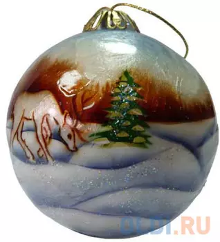 Елочные украшения Winter Wings Шар. Пейзажи 7.5 см 1 шт перламутровый металл N181524
