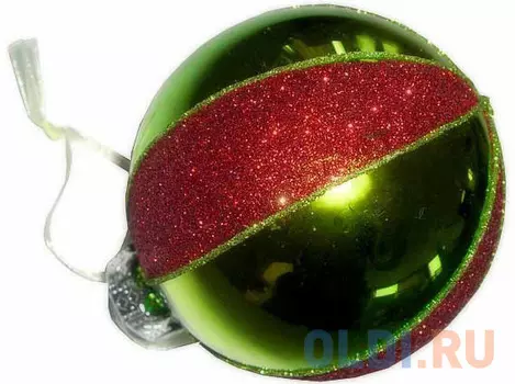 Елочные украшения Winter Wings Шар полоска 8 см 1 шт зеленый стекло N07477