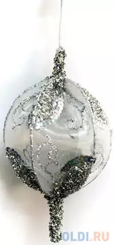 Елочные украшения Winter Wings Шар серебряный с блестками 13 см 1 шт белый полимер N069840/13/БЕЛ