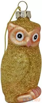 Елочные украшения Winter Wings СОВА 7 см 3 шт золотой стекло N07987