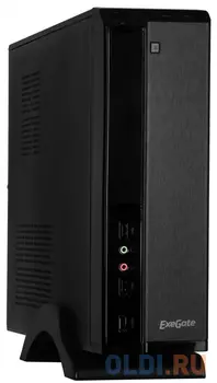 Exegate EX268692RUS Корпус MiniITX Exegate MI-207 Black, miniITX/mATX, , 2*USB, Audio