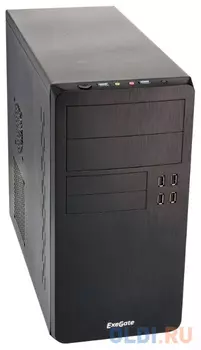 Exegate EX277192RUS Корпус Minitower SP-415UP Black, mATX  4*USB+2*USB3.0, HD Audio, петля, без винтовое крепление HDD, датчик вск