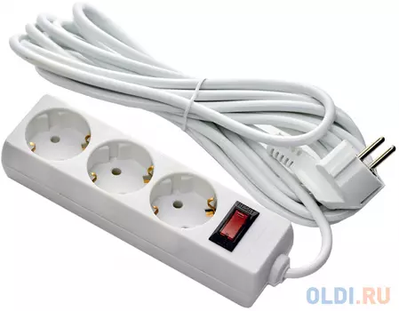 Exegate EX279353RUS Удлинитель ExeGate EC-3-5W (3 розетки, 5м, евровилка, белый)