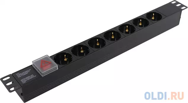 Exegate EX280838RUS Блок розеток ExeGate ServerPro PDU-19H703 Al-7S-C20-SW, 19",1U,алюм, 7 Schuko, С20