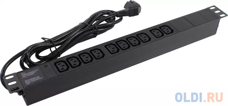 Exegate EX280863RUS Блок розеток ExeGate ServerPro PDU-19H005 Al-10C13-EU3, 19",1U,алюм, 10 IEC 320 C13, евровилка, 3м