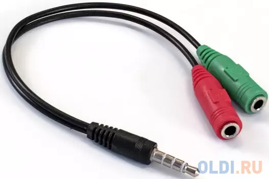 Exegate EX284944RUS Кабель аудио ExeGate ExeGate EX-CCA-417-0.2 (3.5mm Jack M 4pin/3.5mm Jack F Stereo+ 3.5mm Jack F микрофон, 0,2м)