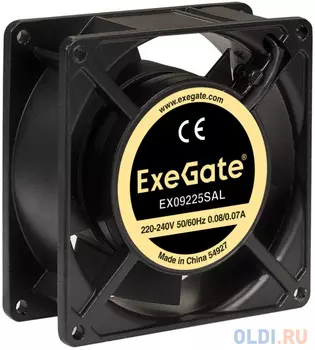 Exegate EX289005RUS Вентилятор 220В ExeGate EX09225SAL (92x92x25 мм, Sleeve bearing (подшипник скольжения), подводящий провод 30 см, 2500RPM, 34dBA)