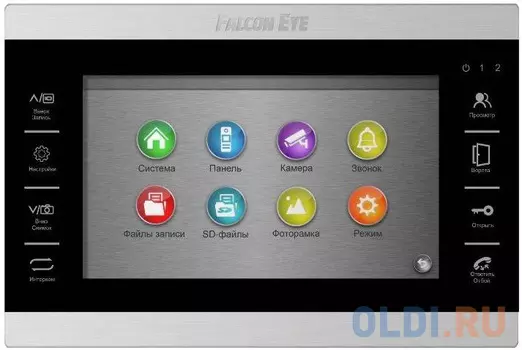Falcon Eye FE-70 ATLAS HD (Black) HD Видеодомофон: дисплей 7" TFT; сенсорные кнопки; подключение до 2-х вызывных панелей и до 2-х видеокамер; ад