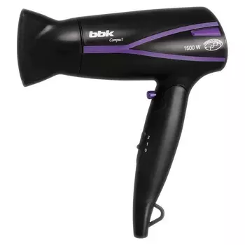 Фен BBK BHD1608i черый/фиолетовый 1600 Вт, Ионизация