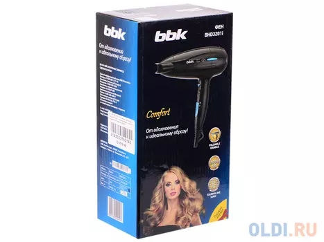 Фен BBK BHD3201i черный/голубой