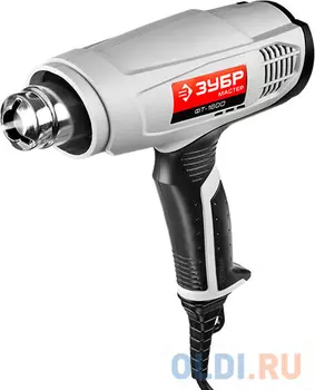 Фен технический ЗУБР ФТ-1600 мастер. слюдяной изолятор насадки 2 режима 350град/350л/мин