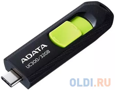 Флеш Диск A-DATA 32GB  UC300, USB 3.2/TypeC, черный/зеленый