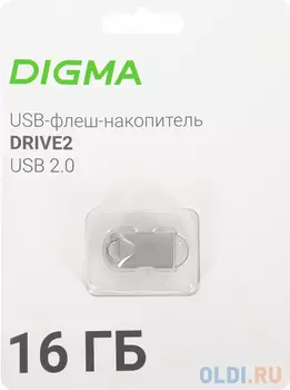Флеш Диск Digma 16Gb DRIVE2 DGFUM016A20SR USB2.0 серебристый