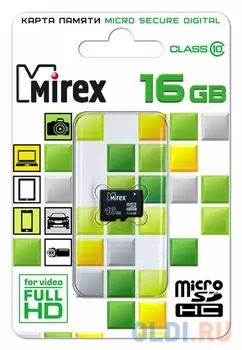 Флеш карта microSD 16GB Mirex microSDHC Class 10