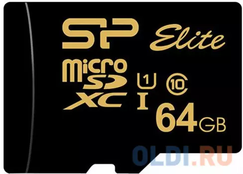 Флеш карта microSD 64GB Silicon Power Elite Gold microSDXC Class 10 UHS-I U1 85Mb/s
