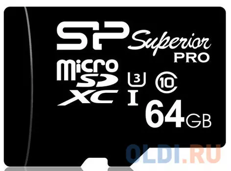 Флеш карта microSD 64GB Silicon Power Superior microSDXC Class 10 UHS-I U3 90/80 MB/s (SD адаптер)