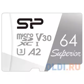 Флеш карта microSD 64GB Silicon Power Superior Pro A2 microSDXC Class 10 UHS-I U3 Colorful 100/80 Mb/s (SD адаптер)