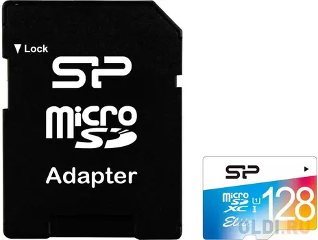 Флеш карта microSDXC 128Gb Class10 Silicon Power SP128GBSTXBU1V21SP + adapter Card Reader