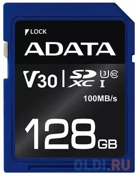 Флеш карта SD 128GB A-DATA Premier Pro SDXC Class 10 UHS-I U3 V30S 95/60 MB/s ASDX128GUI3V30S-R