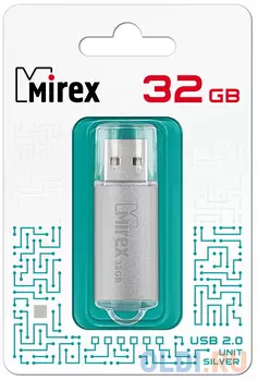 Флеш накопитель 32GB Mirex Unit, USB 2.0, Серебро