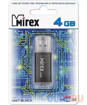 Флеш накопитель 4GB Mirex Unit, USB 2.0, Черный 13600-FMUUND04