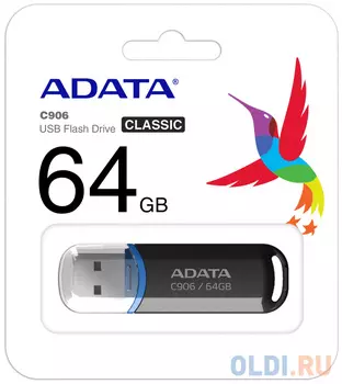 Флеш накопитель 64GB A-DATA Classic C906, USB 2.0, Черный