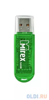 Флеш накопитель 64GB Mirex Elf, USB 2.0, Зеленый