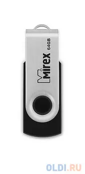 Флеш накопитель 64GB Mirex Swivel, USB 2.0, Черный