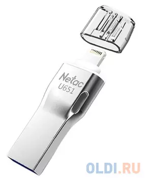 Флешка 32Gb Netac U651 USB 3.0 Lightning серебристый