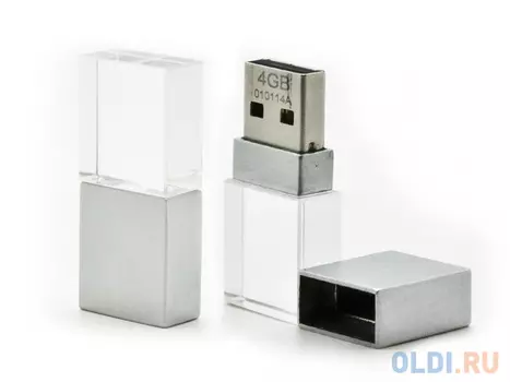 Флешка 4Gb Apexto AP-UL5030-BL-4GB-OEM USB 2.0 серебристый синяя подсветка