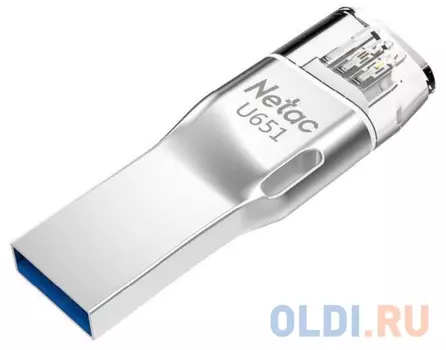 Флешка 64Gb Netac U651 USB 3.0 Lightning серебристый