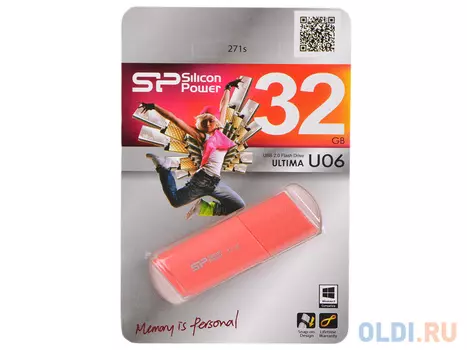 Флешка USB 32Gb Silicon Power Ultima U06 SP032GBUF2U06V1P peach red розовый