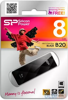 Флешка USB 8Gb Silicon Power Blaze B20 SP008GBUF3B20V1K черный