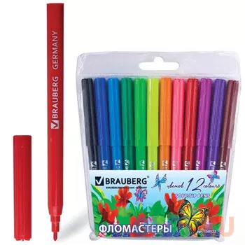 Фломастер BRAUBERG "Wonderful butterfly" 1 мм 12 шт