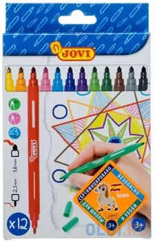 Фломастеры JOVI 1512 Двусторонние 12 цв