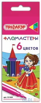 Фломастеры ПИФАГОР "Принцессы", 6 цветов, вентилируемый колпачок