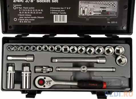 FORCE Набор 6гр. головок с приспособлениями 3251-5