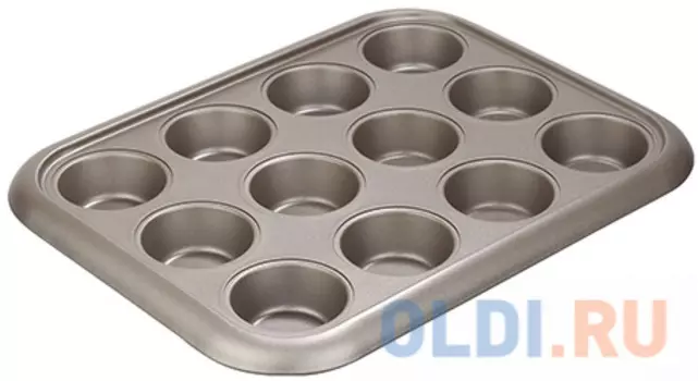 Форма для 12 маффинов, стальная, антипригарная, 38х29,5х3,5 см, NADOBA, серия RADA