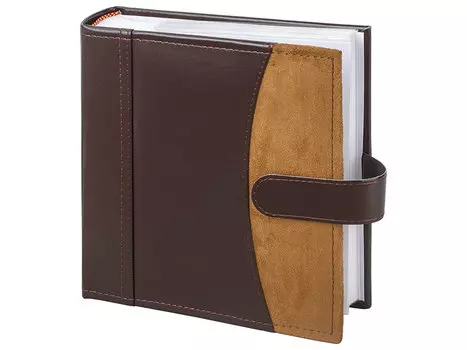 Фотоальбом BRAUBERG на 200 фото 10х15 см, под гладкую кожу, бумажные страницы, застежка, темно-коричневый