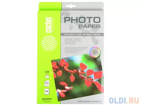 Фотобумага Cactus CS-GA420050 глянцевая А4 200 г/м2 50 листов
