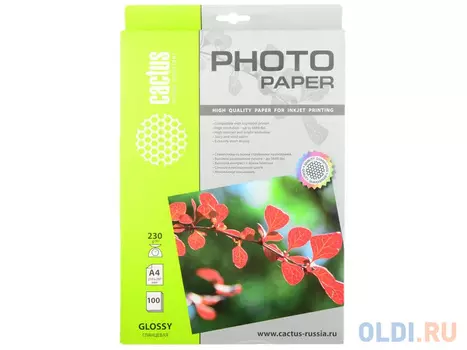 Фотобумага Cactus CS-GA4230100 глянцевая А4 230 г/м2 100 листов
