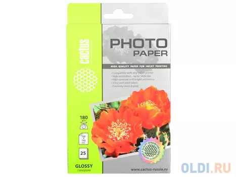 Фотобумага Cactus CS-GA618025 глянцевая 10x15 180 г/м2 25 листов