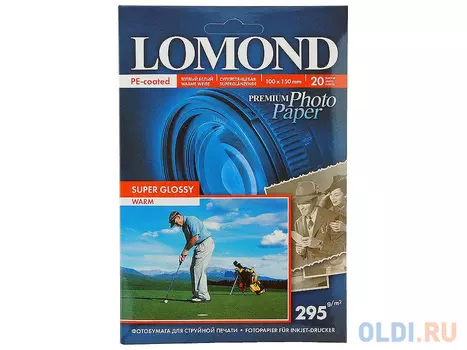 Фотобумага Lomond 10*15 295 г/кв.м суперглянецевая 20л 1108103