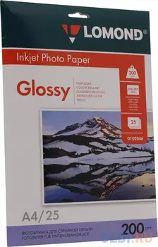 Фотобумага Lomond A4 200 г/кв.м одностороняя глянцевая 25л 0102046