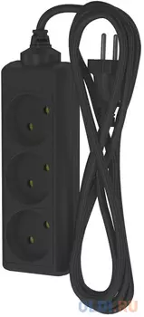 ФОТОН Удлинитель сетевой 10-23, 2м, 3 розетки, 10А, Черный 22718