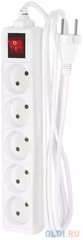 ФОТОН Удлинитель сетевой 10-25S, 2м, 5 розеток, 10А, с выключателем, Белый 21117